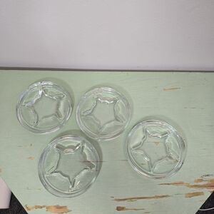 Clear Glass Star Vintage Stacking Coasters Ash Trays - Set of 4